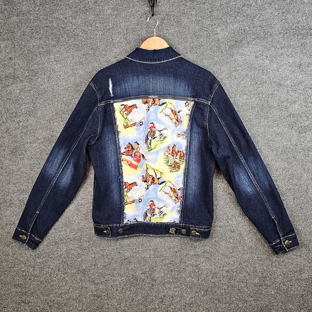 -Unisex VINTAGE JORDACHE DISTRESSED DENIM JACKET One-of-a-Kind -Size S 🤠